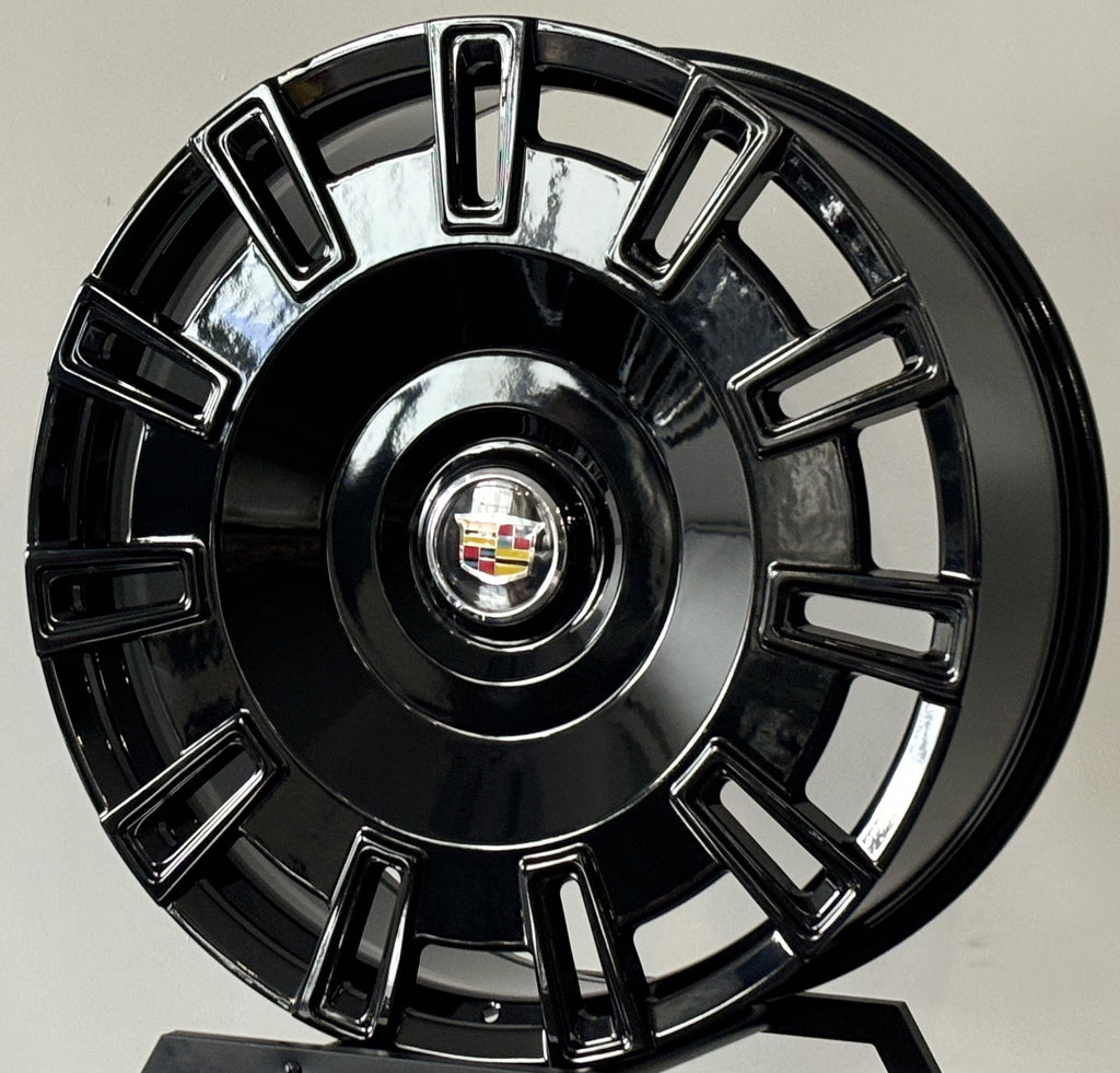 26" INCH CADILLAC ESCALADE RIMS GLOSS BLACK WHEELS SIERRA TAHOE YUKON WHEELS