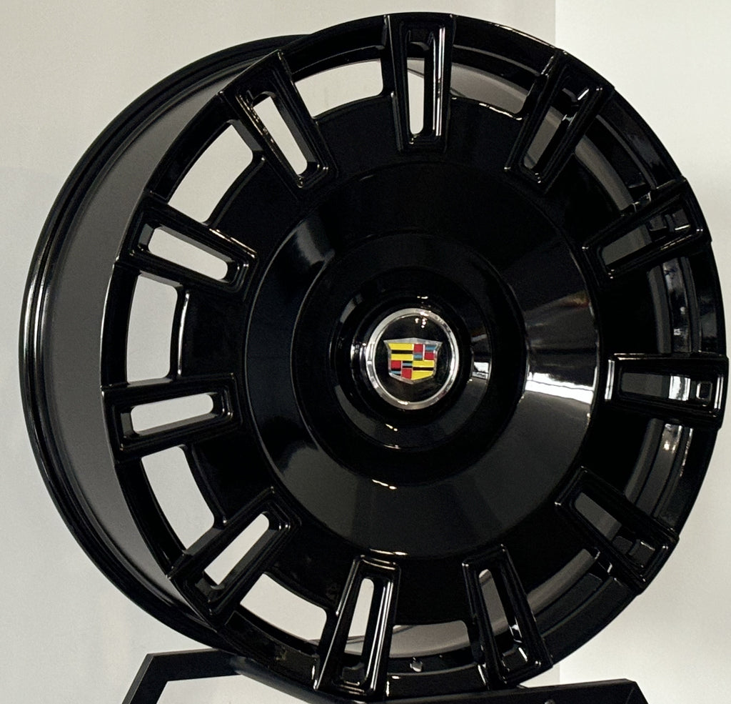 26" INCH CADILLAC ESCALADE RIMS GLOSS BLACK WHEELS SIERRA TAHOE YUKON WHEELS