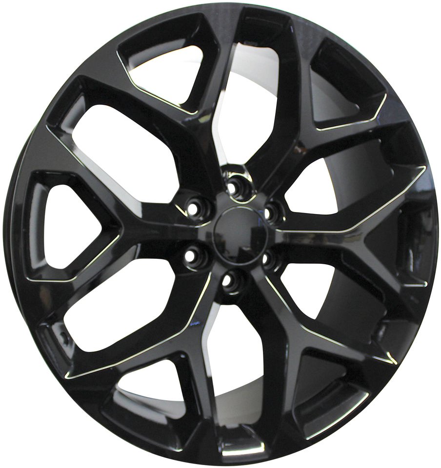 20” Chevy/GMC Rims Tahoe Yukon Sierra Silverado Suburban Avalanche LTZ Gloss Black Snowflake Wheels