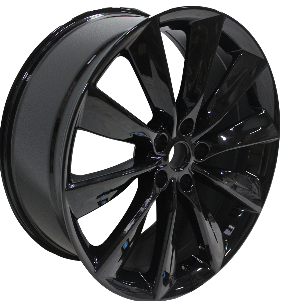 21x8.5/9 Staggered Tesla Model S Model Y Model X Gloss Black Twist Spoke Style Wheels