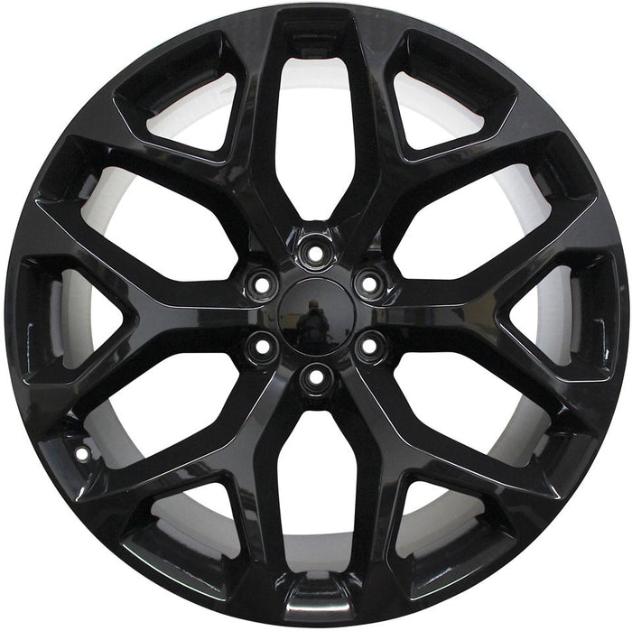 20” Chevy/GMC Rims Tahoe Yukon Sierra Silverado Suburban Avalanche LTZ Gloss Black Snowflake Wheels