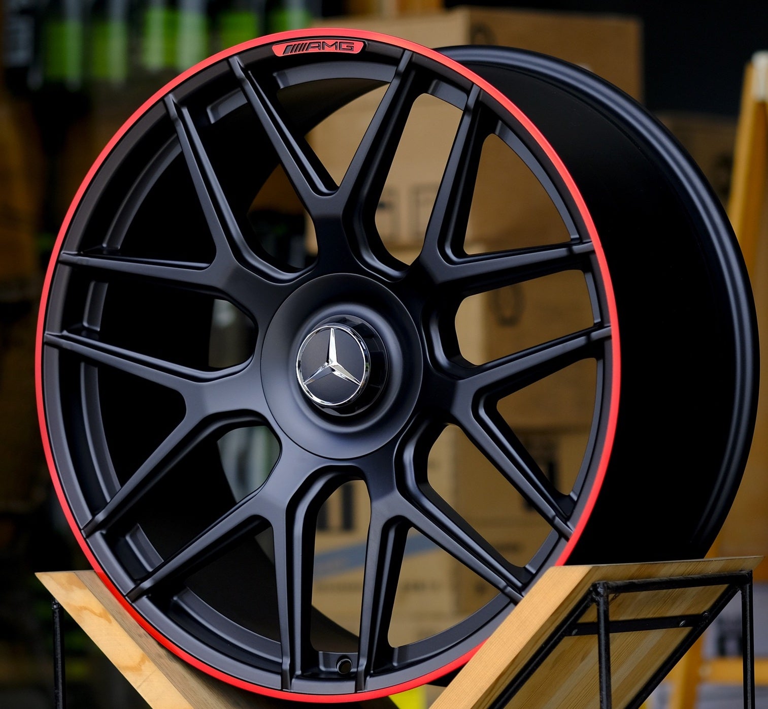 22 Inch Mercedes ML GL GLS GLE Rims ML63 ML550 ML500 ML400 GL63 GL550 GLE  GLS Matte Black with Red lip Wheels | Elite Custom Rims